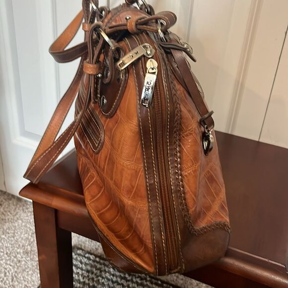 MC Madi Claire Brown Bi Color Crocodile Embossed 
Heart Keychain Shoulder Bag - Picture 6 of 11